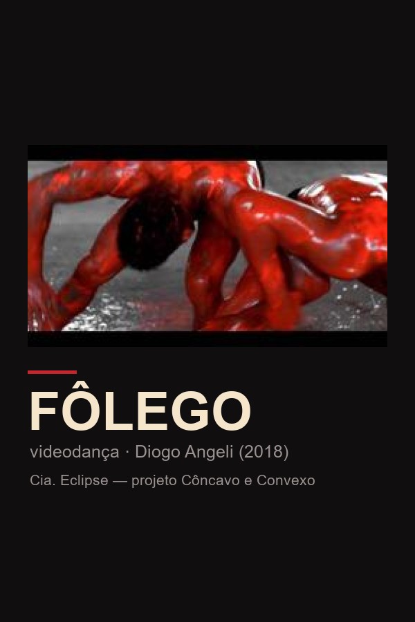 Cartaz do filme Fôlego: dançarinos cobertos de tinta vermelha (videodança de Diogo Angeli)